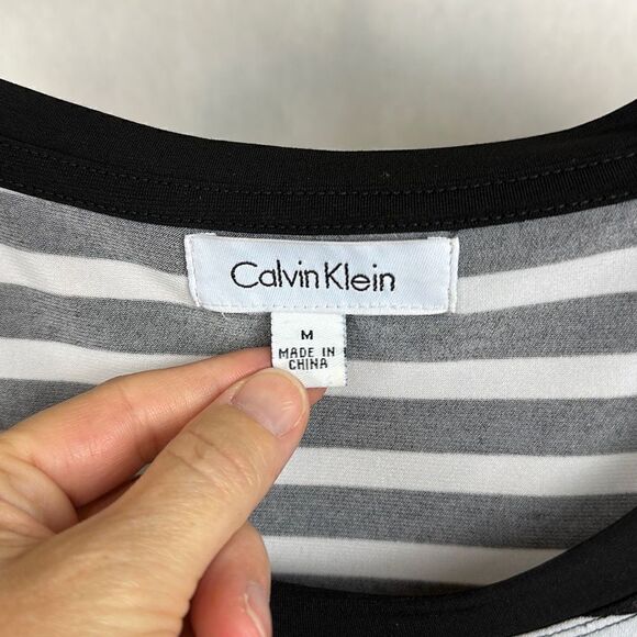 Calvin Klein Dress Size Medium Black White Stripe - Picture 2 of 5